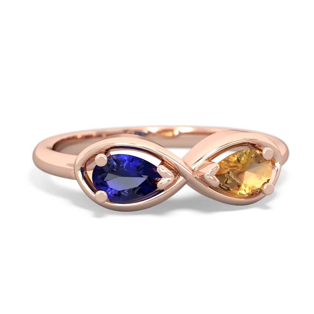 Lab Sapphire Infinity 14K Rose Gold ring R5050