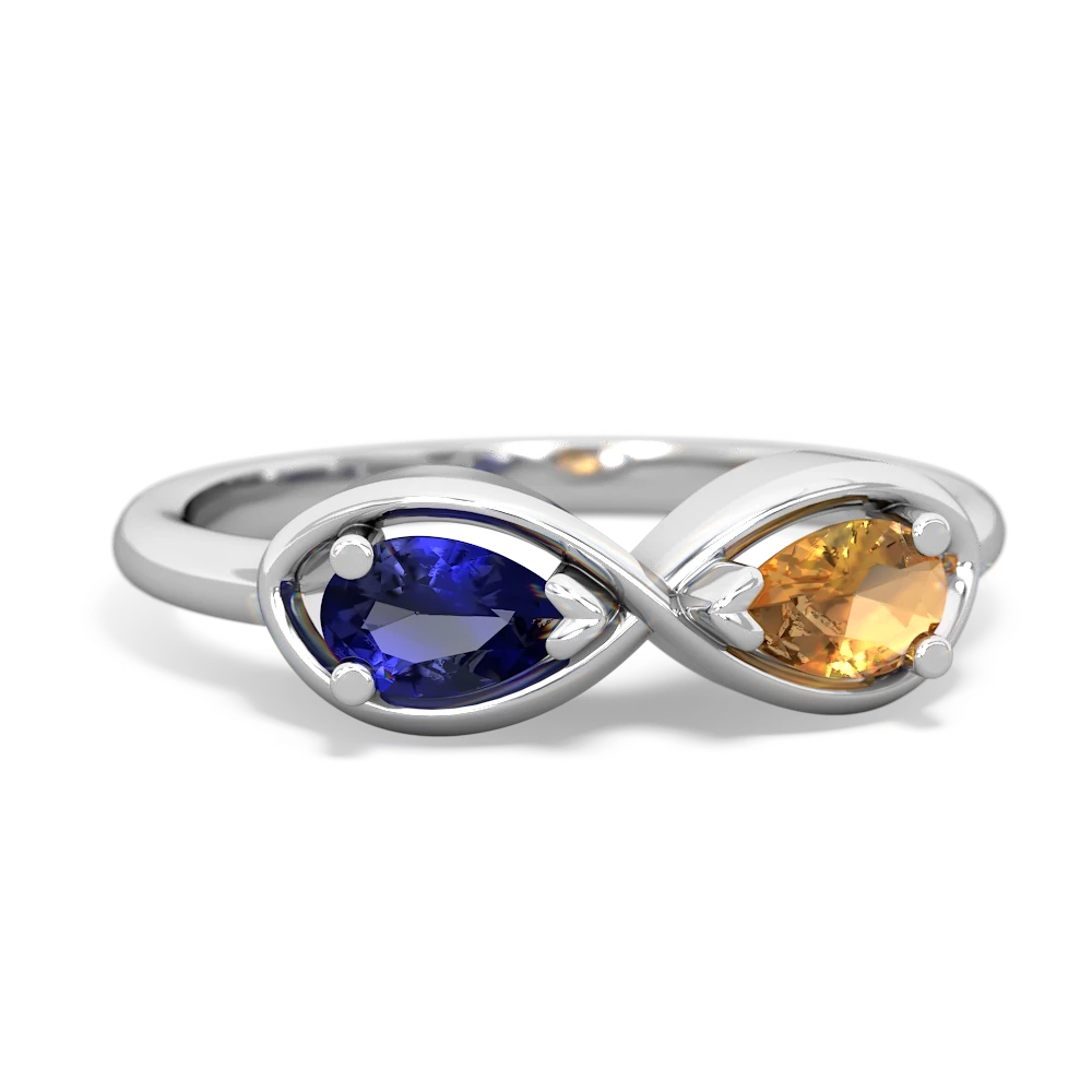 Lab Sapphire Infinity 14K White Gold ring R5050