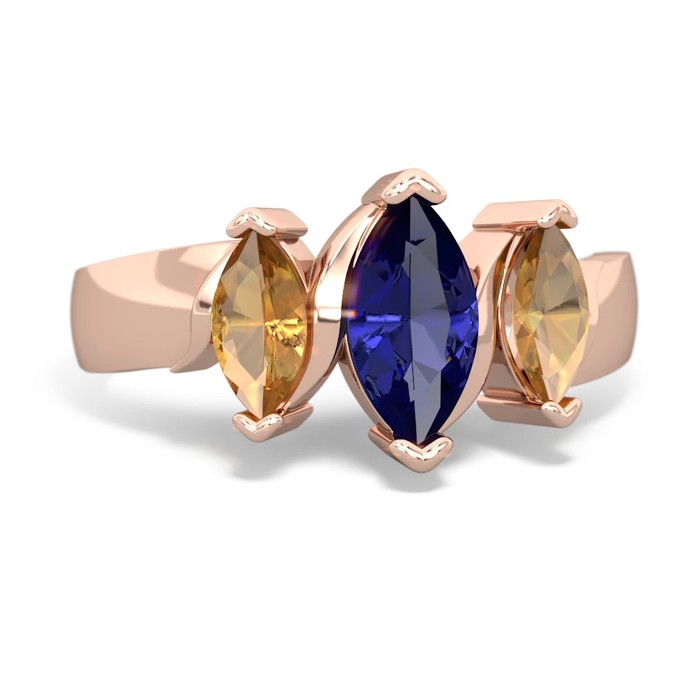 Lab Sapphire Three Peeks 14K Rose Gold ring R2433