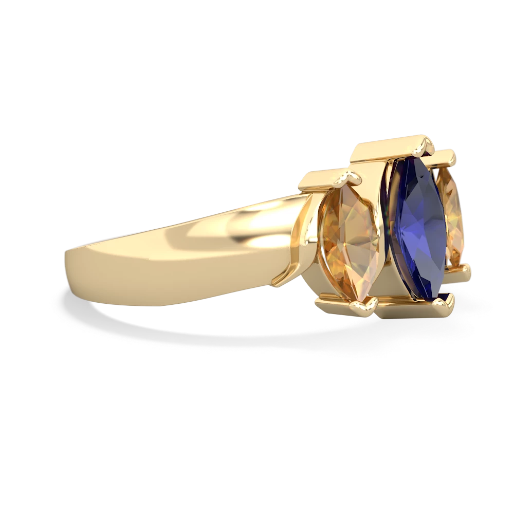 Lab Sapphire Three Peeks 14K Yellow Gold ring R2433