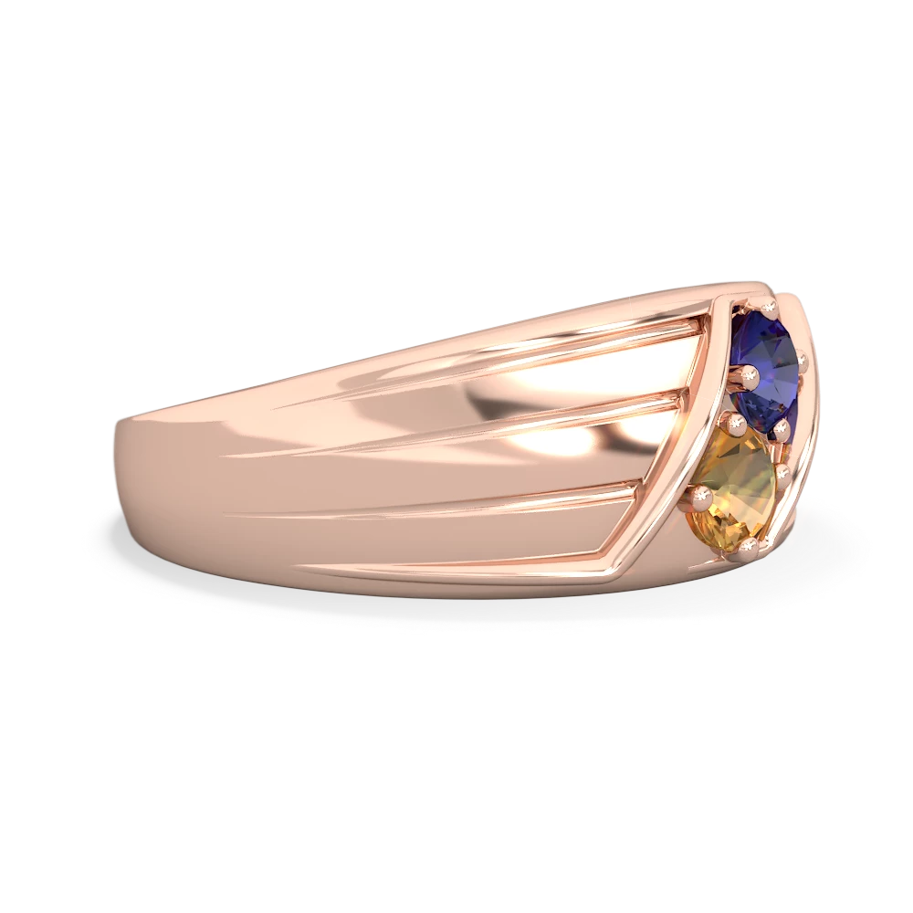 Lab Sapphire Men's Streamline 14K Rose Gold ring R0460