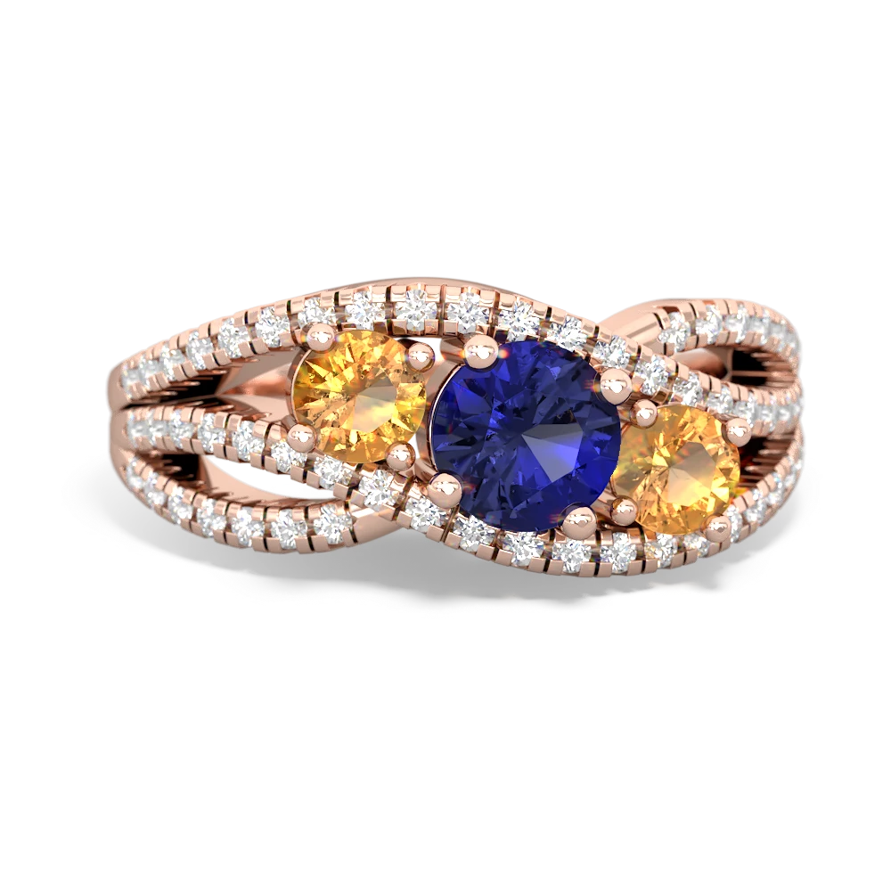 Lab Sapphire Three Stone Aurora 14K Rose Gold ring R3080