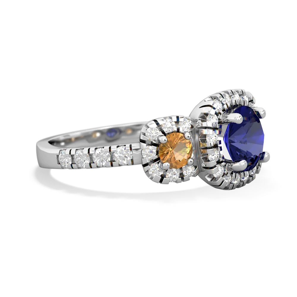 Lab Sapphire Regal Halo 14K White Gold ring R5350