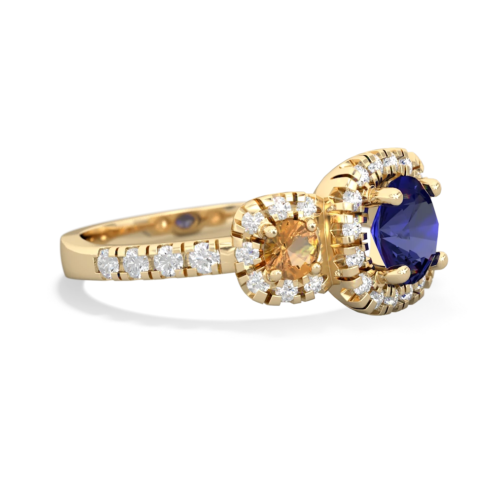 Lab Sapphire Regal Halo 14K Yellow Gold ring R5350