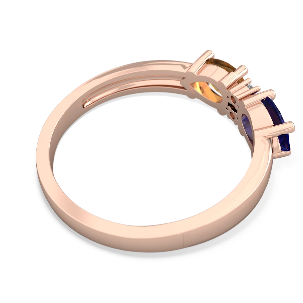 Lab Sapphire Pear Bowtie 14K Rose Gold ring R0865