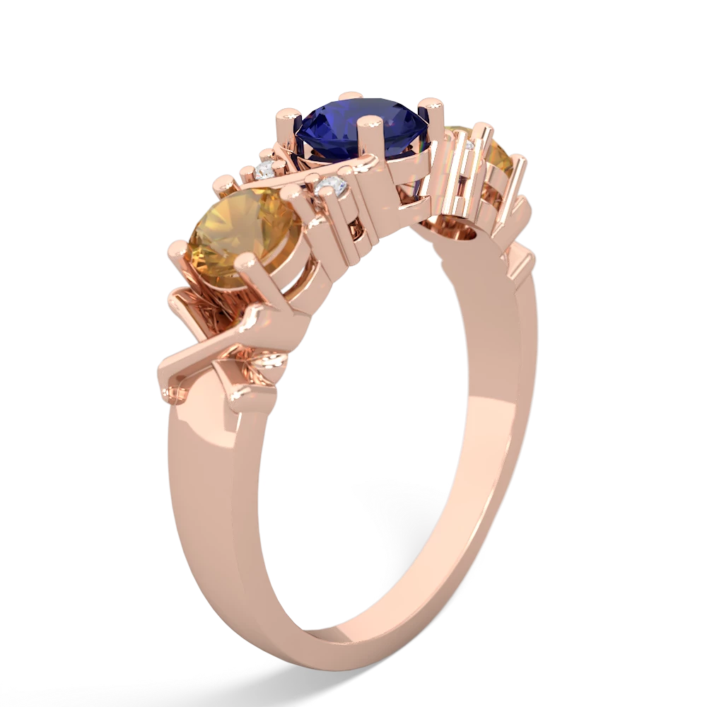 Lab Sapphire Hugs And Kisses 14K Rose Gold ring R5016