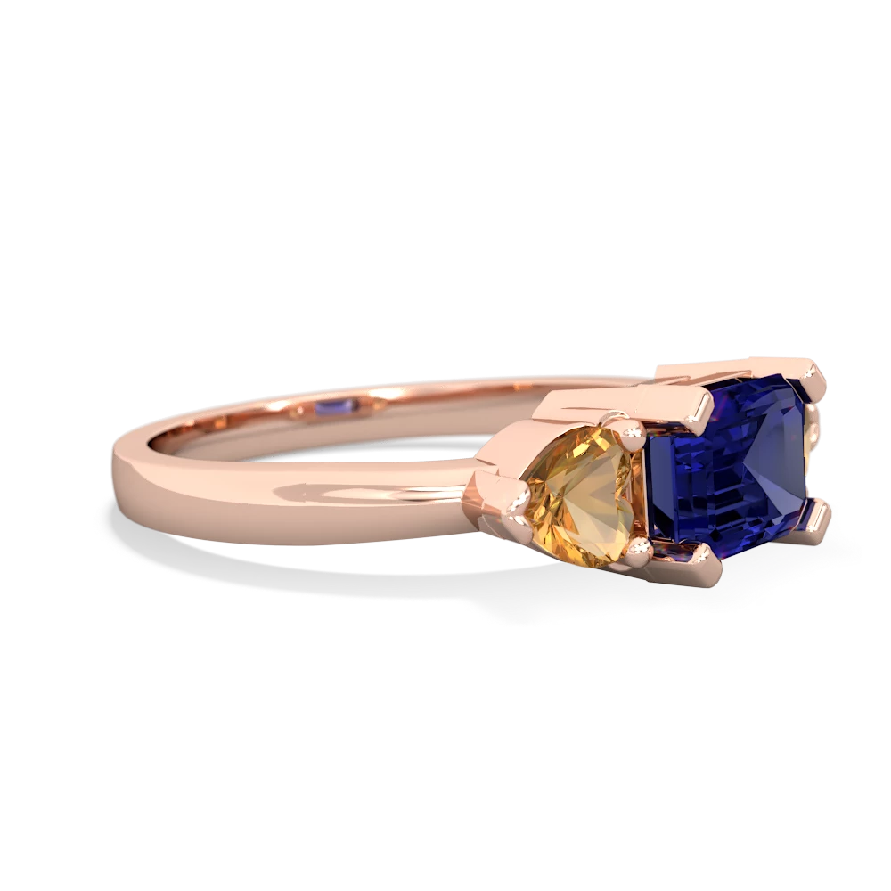 Lab Sapphire Three Stone 14K Rose Gold ring R5235