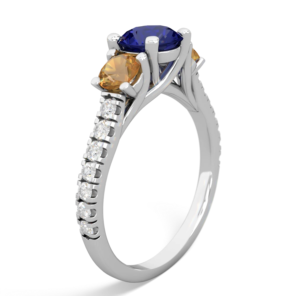 Lab Sapphire Pave Trellis 14K White Gold ring R5500