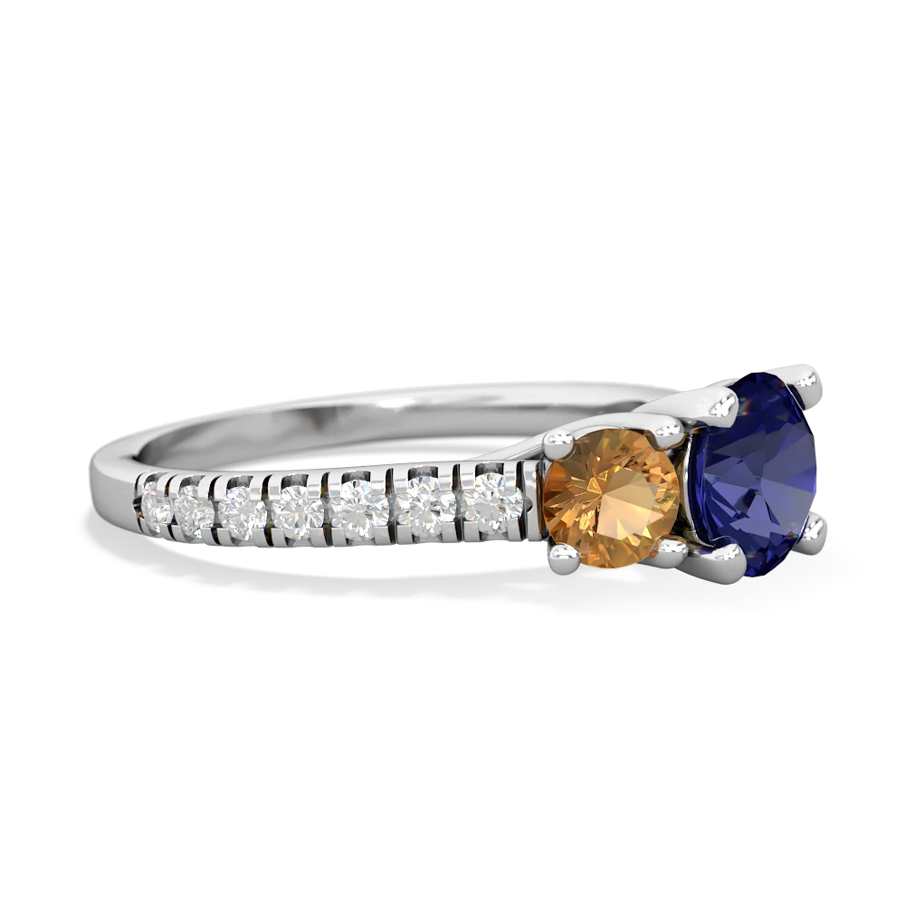 Lab Sapphire Pave Trellis 14K White Gold ring R5500