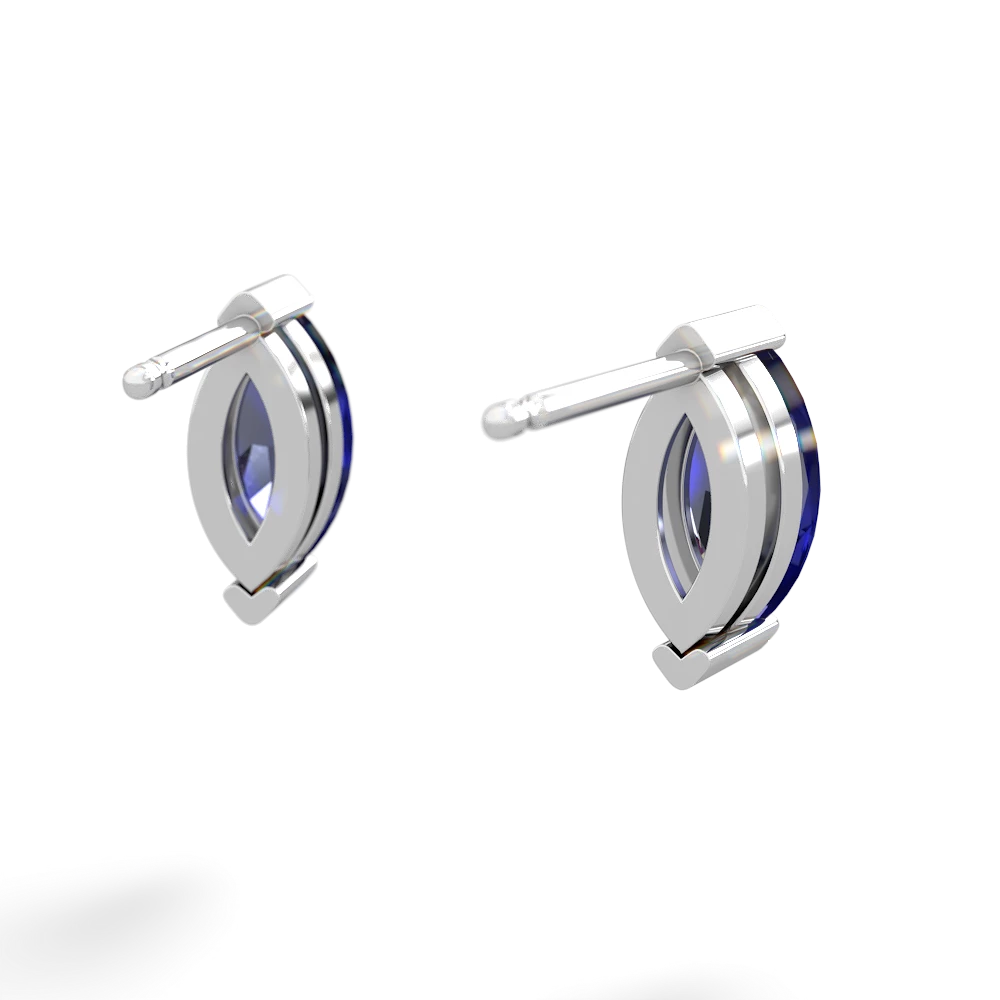 Lab Sapphire 8X4mm Marquise Stud 14K White Gold earrings E1701