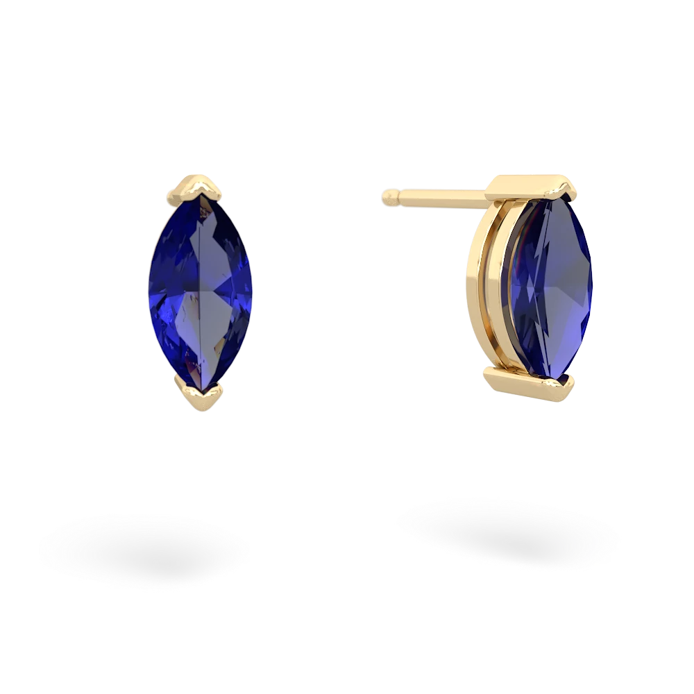 Lab Sapphire 8X4mm Marquise Stud 14K Yellow Gold earrings E1701