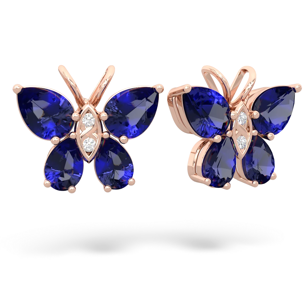 Lab Sapphire Butterfly 14K Rose Gold earrings E2215