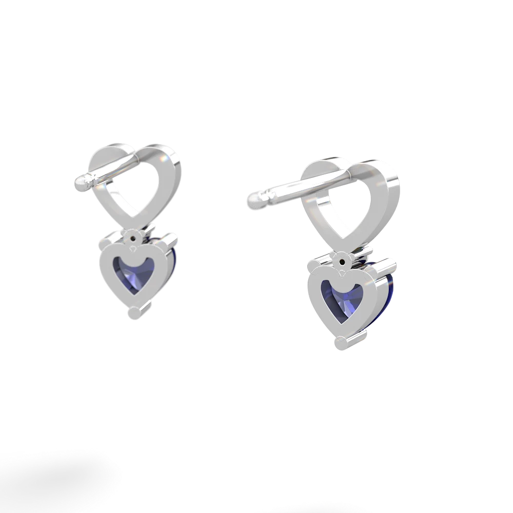 Lab Sapphire Four Hearts 14K White Gold earrings E2558