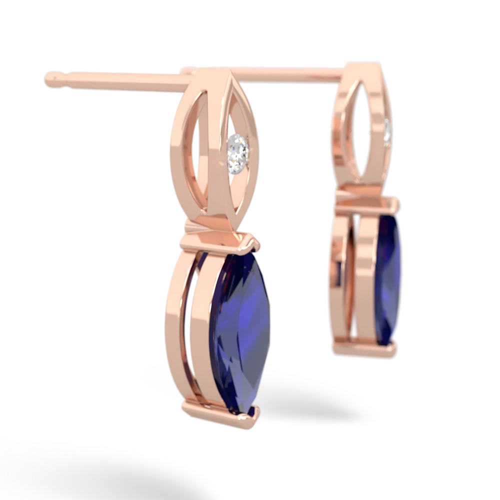 Lab Sapphire Marquise Drop 14K Rose Gold earrings E5333