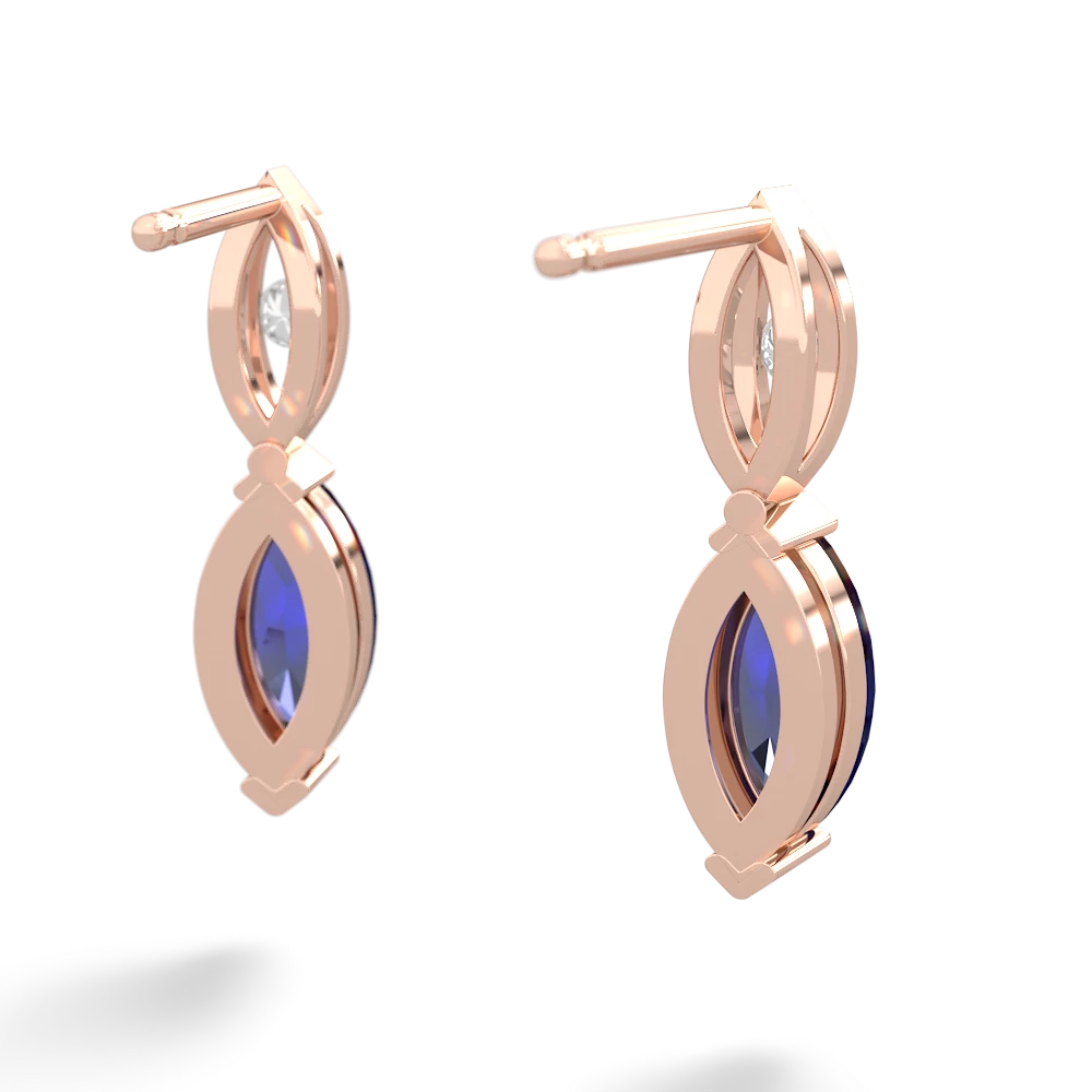 Lab Sapphire Marquise Drop 14K Rose Gold earrings E5333