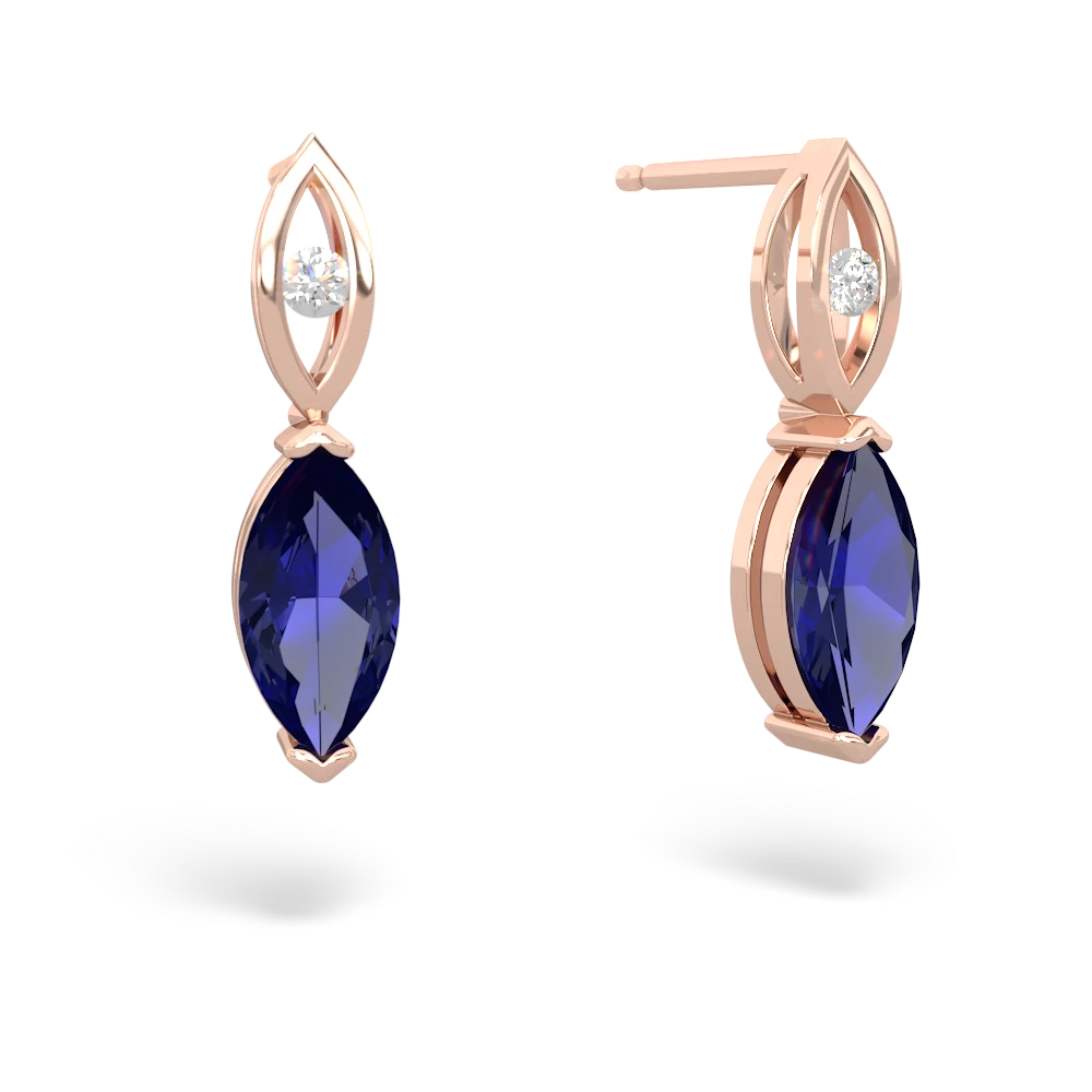 Lab Sapphire Marquise Drop 14K Rose Gold earrings E5333