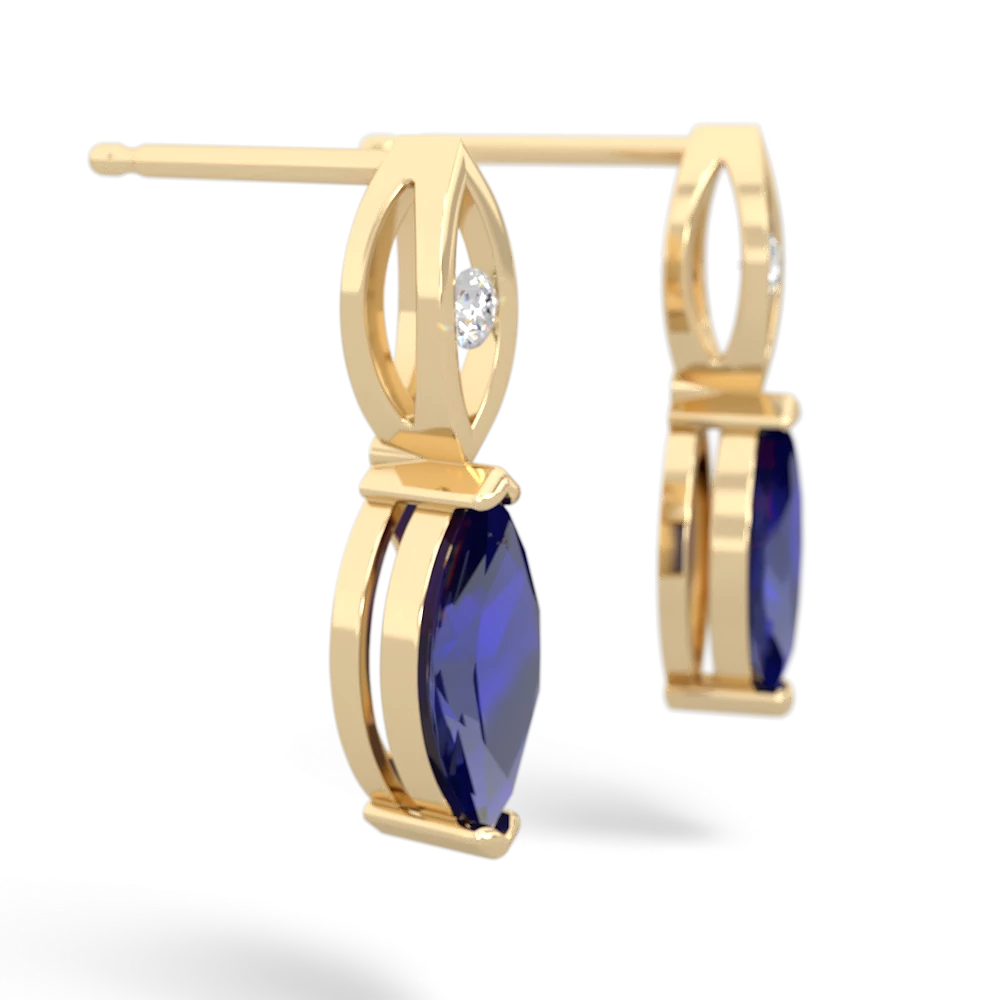 Lab Sapphire Marquise Drop 14K Yellow Gold earrings E5333