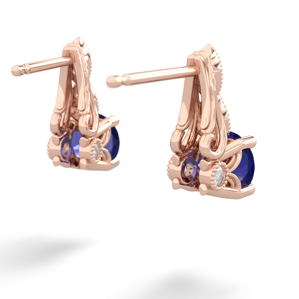 Lab Sapphire Antique Elegance 14K Rose Gold earrings E3100