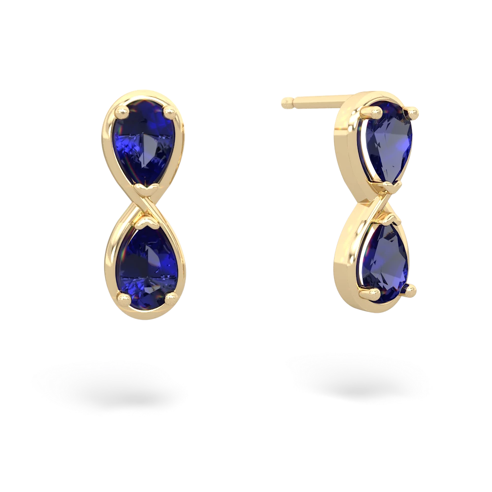 Lab Sapphire Infinity 14K Yellow Gold earrings E5050