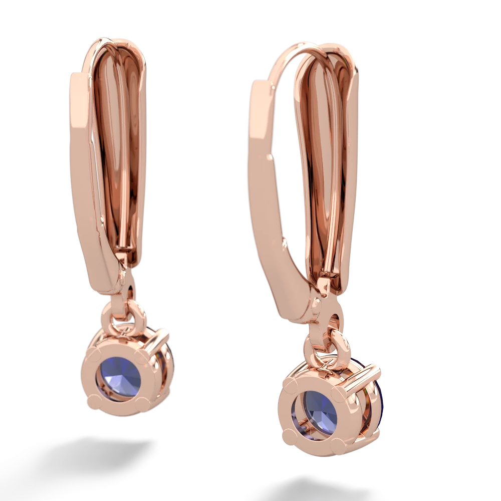 Lab Sapphire 5Mm Round Lever Back 14K Rose Gold earrings E2785