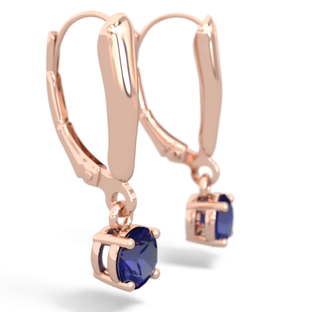 Lab Sapphire 5Mm Round Lever Back 14K Rose Gold earrings E2785