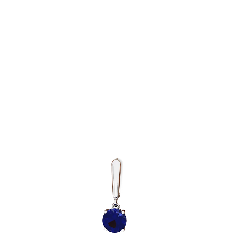 Lab Sapphire 8Mm  Round Lever Back 14K White Gold earrings E2788