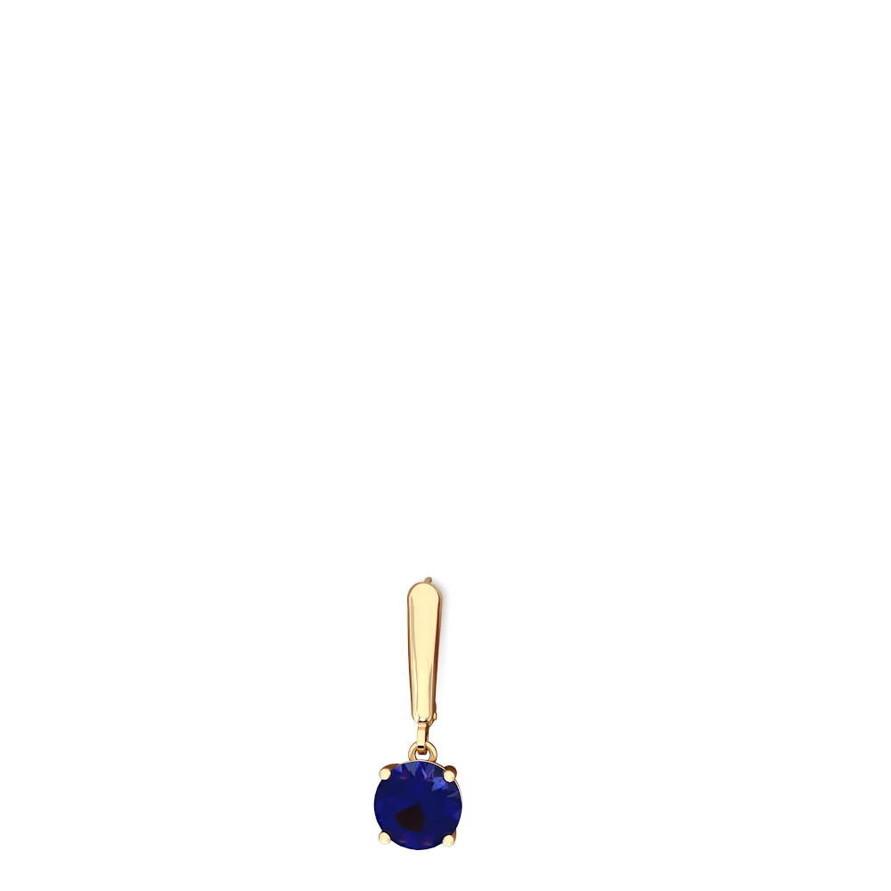 Lab Sapphire 8Mm  Round Lever Back 14K Yellow Gold earrings E2788