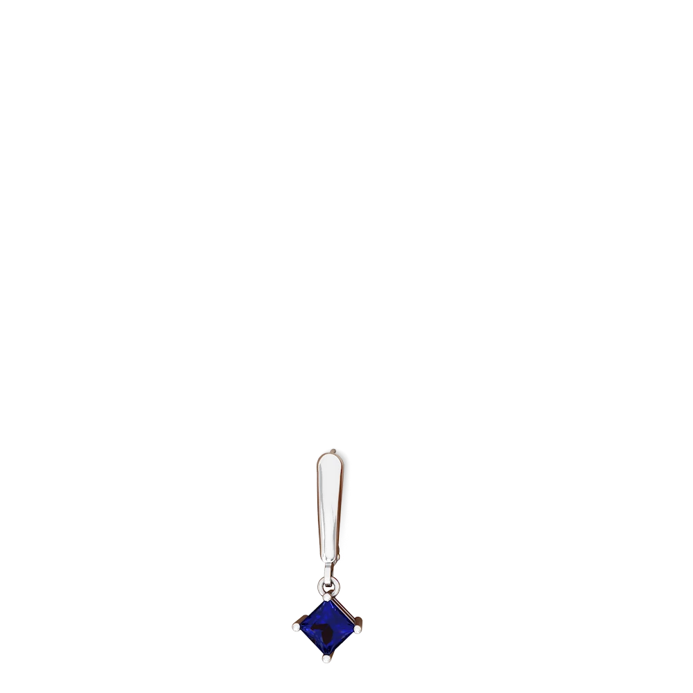 Lab Sapphire 6Mm Princess Lever Back 14K White Gold earrings E2789