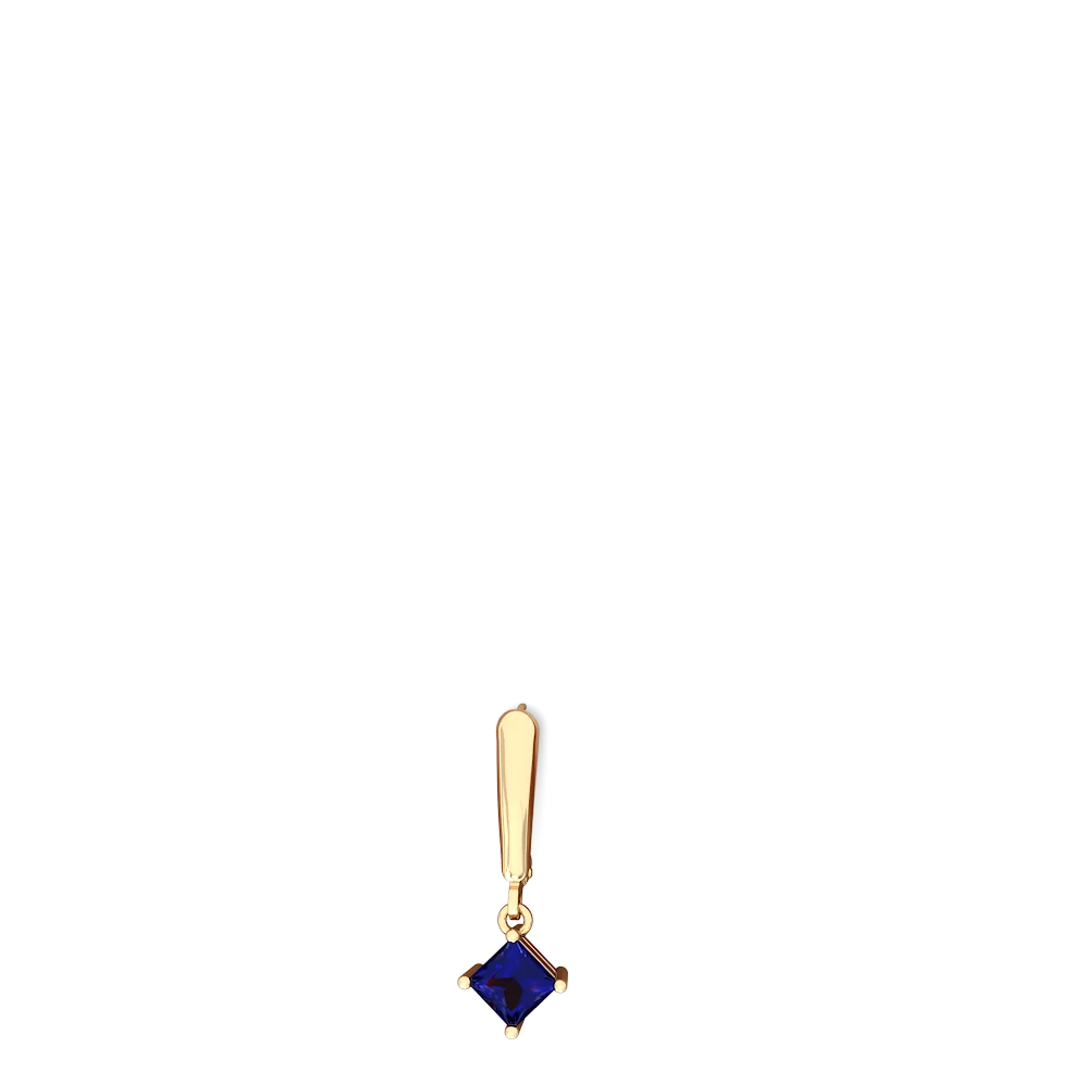 Lab Sapphire 6Mm Princess Lever Back 14K Yellow Gold earrings E2789