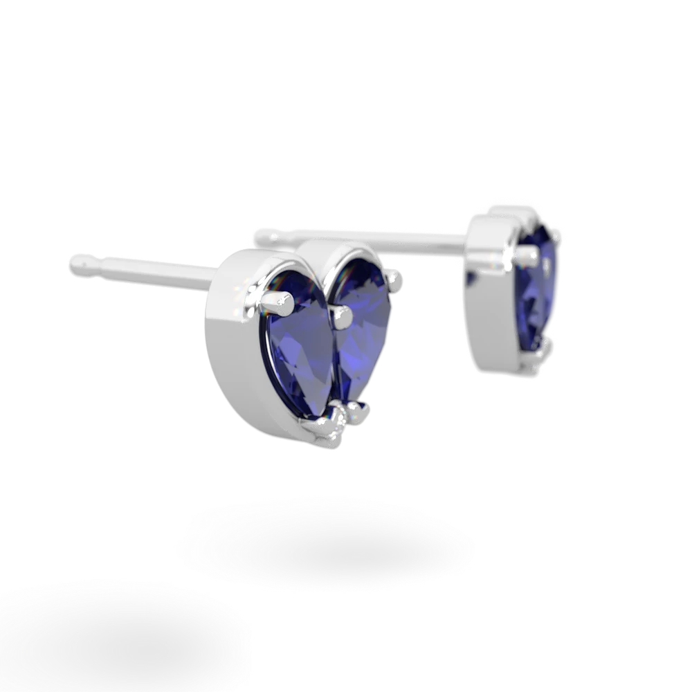 Lab Sapphire 'Our Heart' 14K White Gold earrings E5072