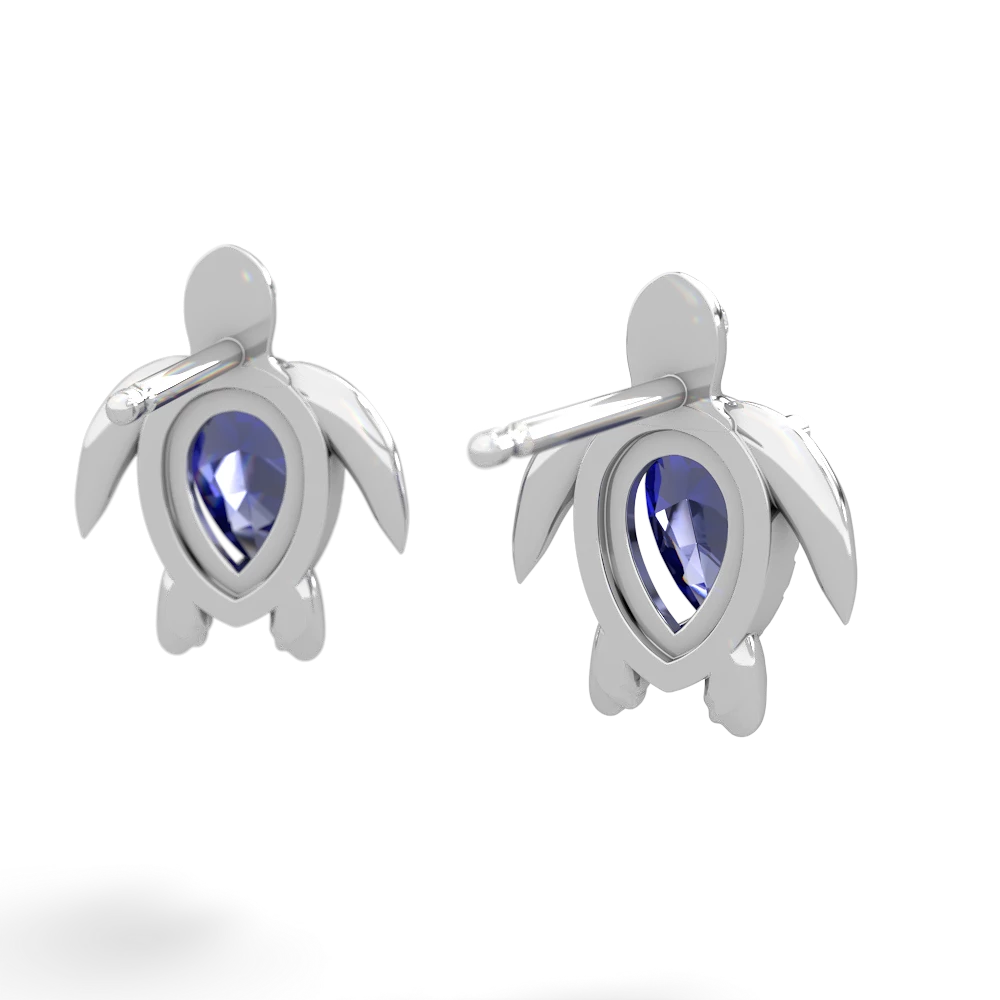 Lab Sapphire Baby Sea Turtle 14K White Gold earrings E5241