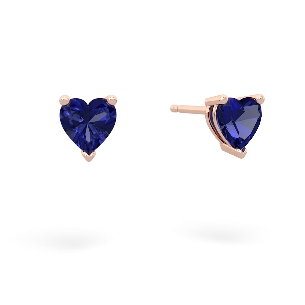 Lab Sapphire 5Mm Heart Stud 14K Rose Gold earrings E1861