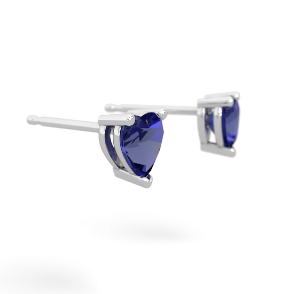 Lab Sapphire 5Mm Heart Stud 14K White Gold earrings E1861