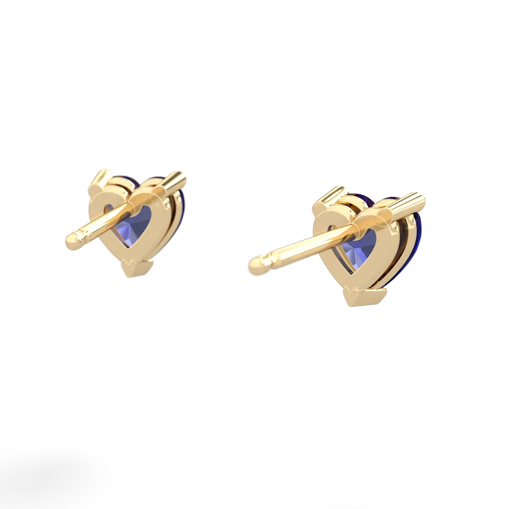 Lab Sapphire 5Mm Heart Stud 14K Yellow Gold earrings E1861