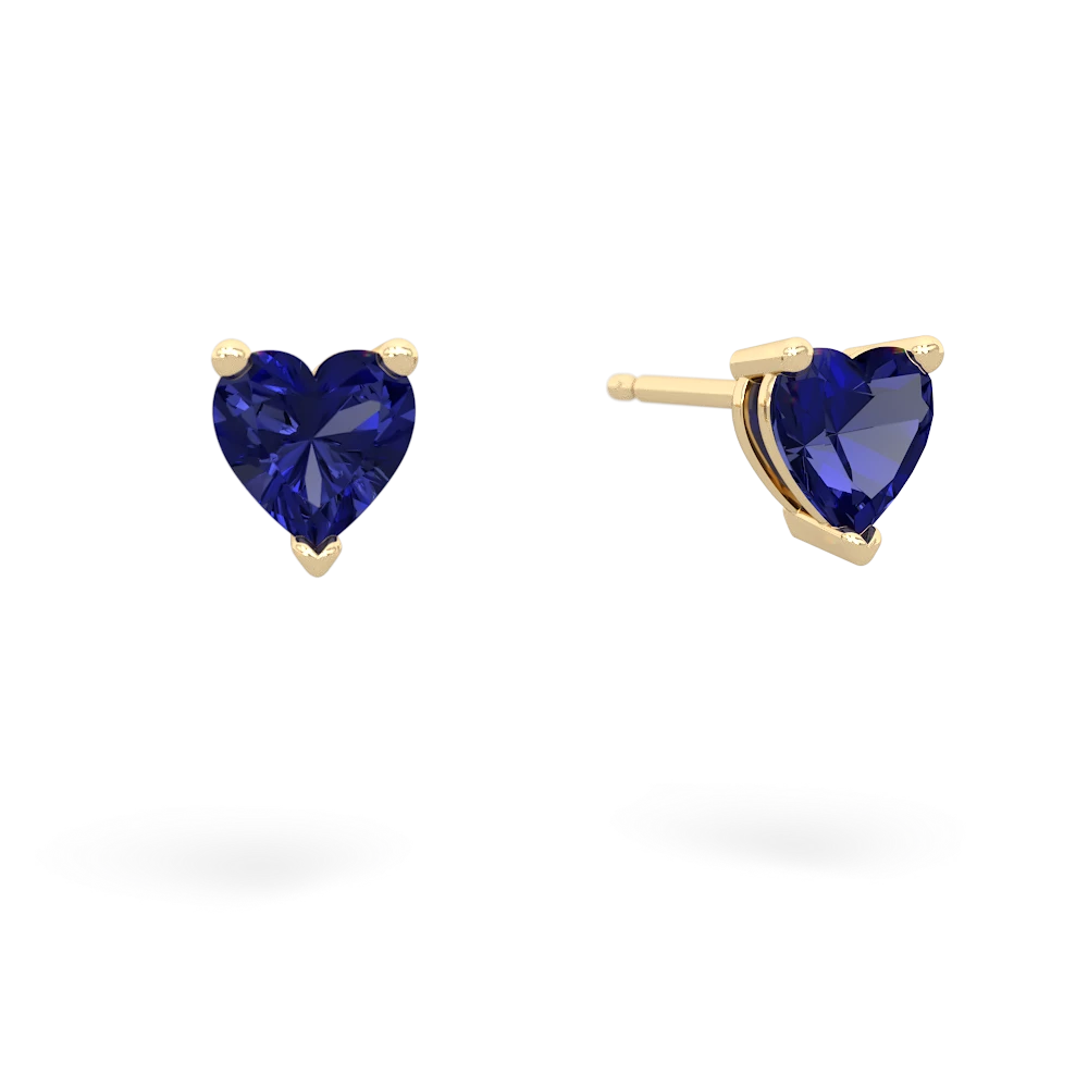 Lab Sapphire 5Mm Heart Stud 14K Yellow Gold earrings E1861