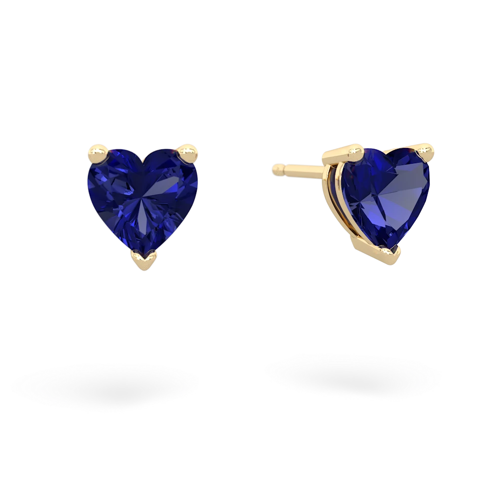 Lab Sapphire 6Mm Heart Stud 14K Yellow Gold earrings E1862