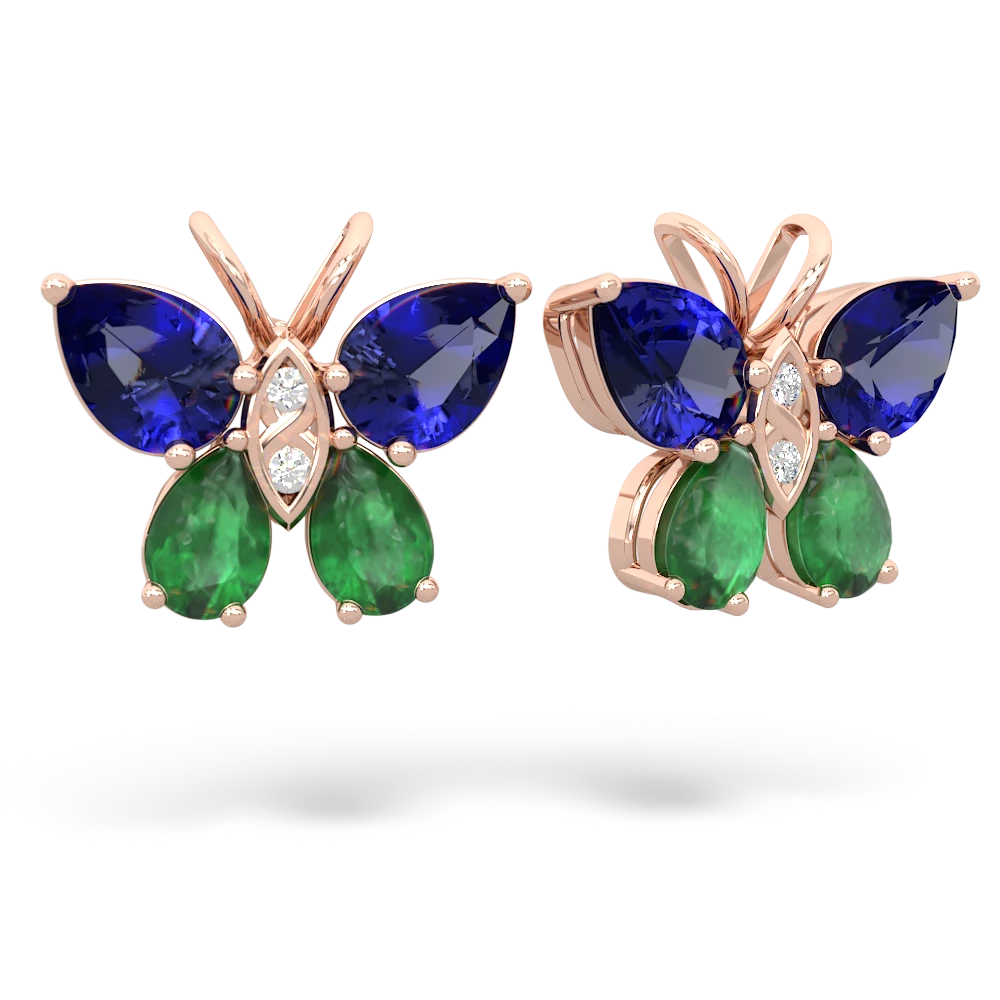 Lab Sapphire Butterfly 14K Rose Gold earrings E2215