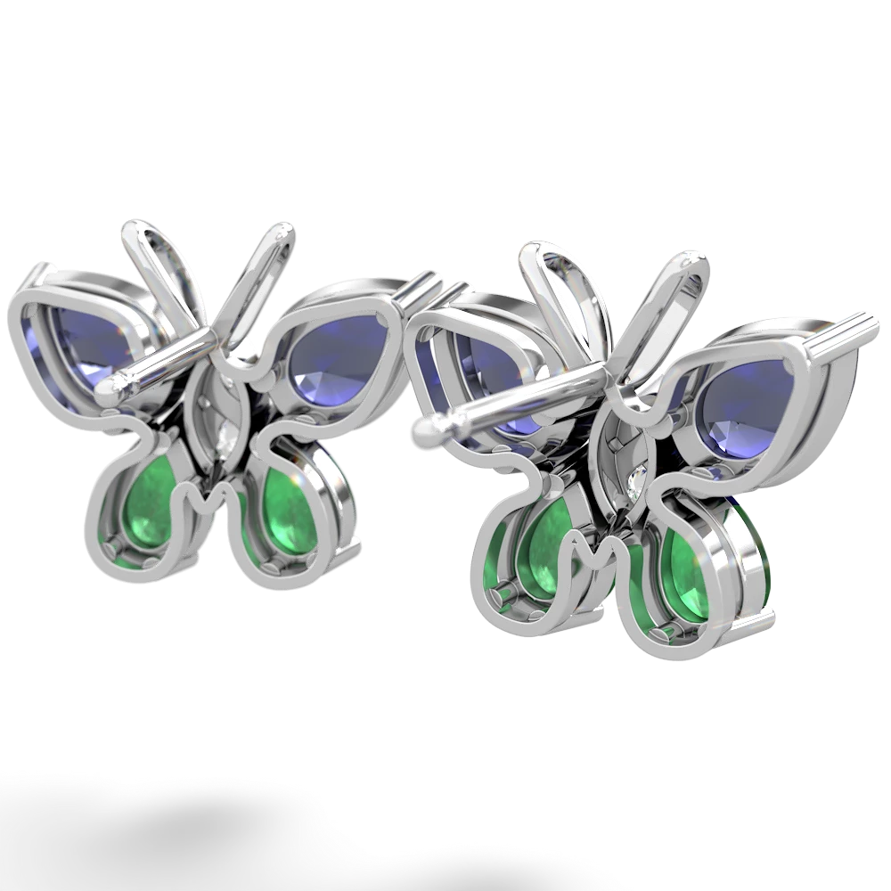 Lab Sapphire Butterfly 14K White Gold earrings E2215