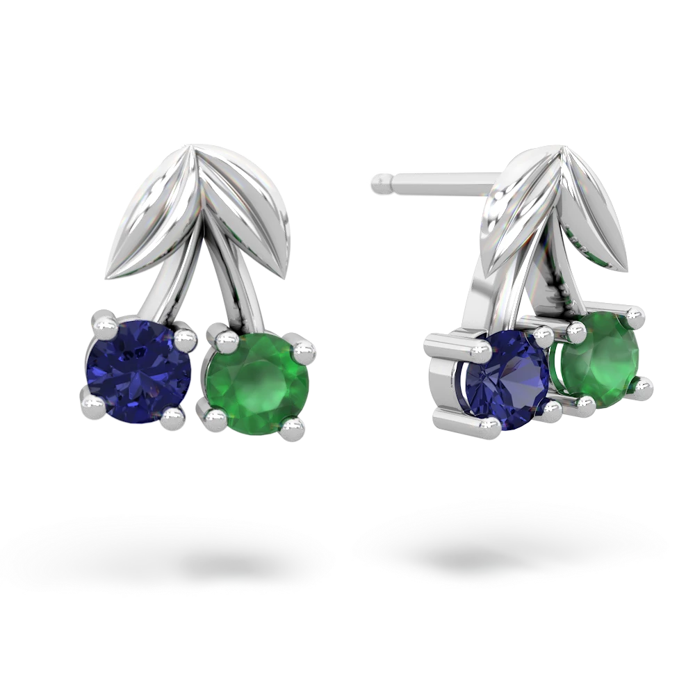 Lab Sapphire Sweet Cherries 14K White Gold earrings E7001