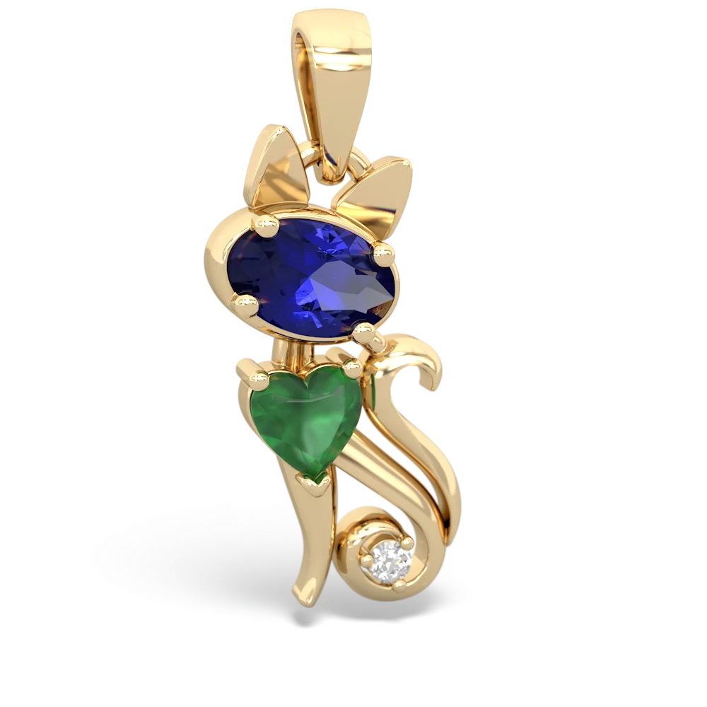 Lab Sapphire Kitten 14K Yellow Gold pendant P5780