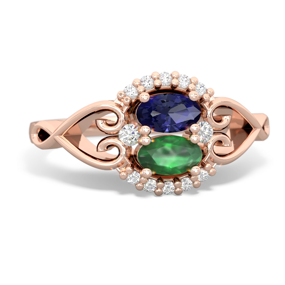 Lab Sapphire Love Nest 14K Rose Gold ring R5860