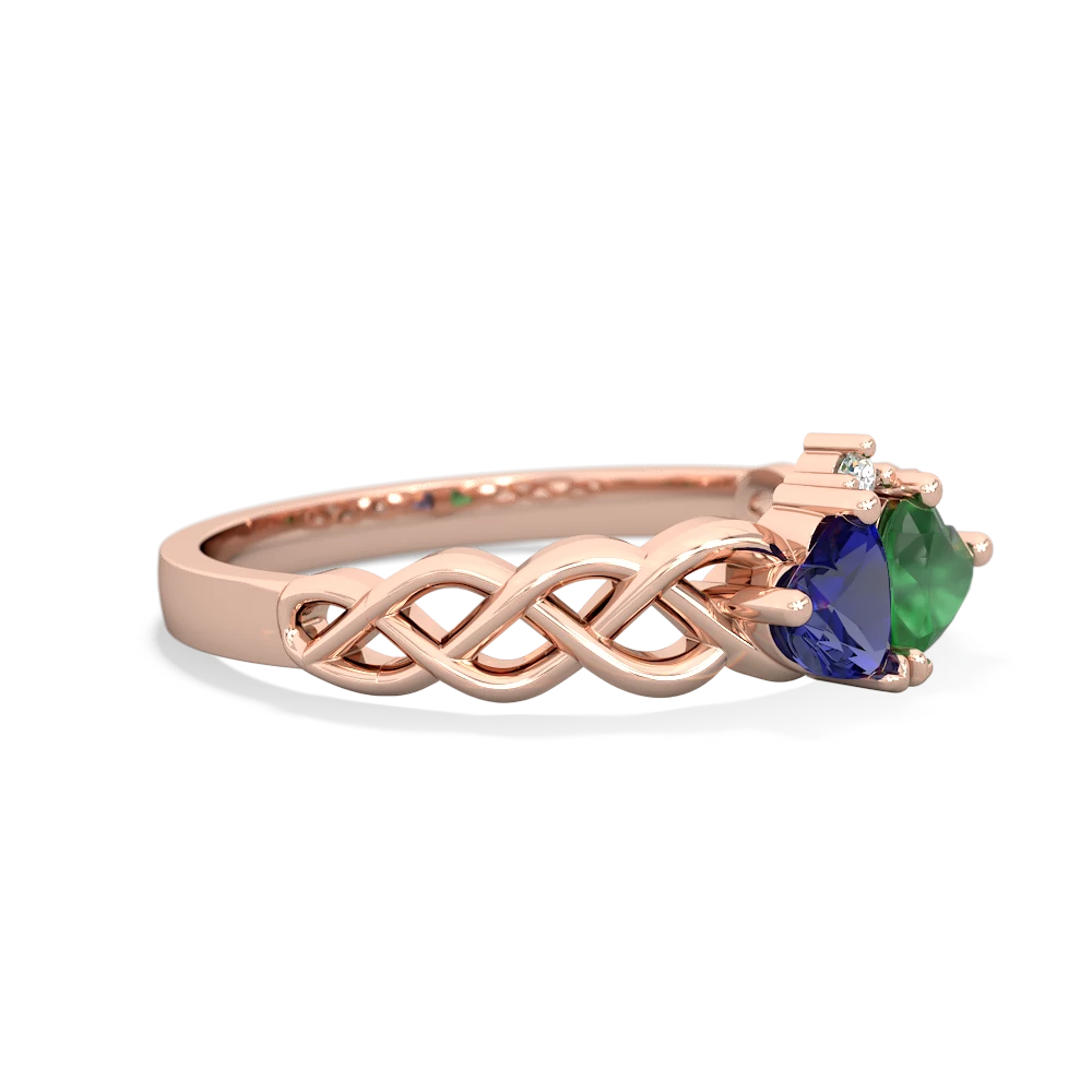 Lab Sapphire Heart To Heart Braid 14K Rose Gold ring R5870