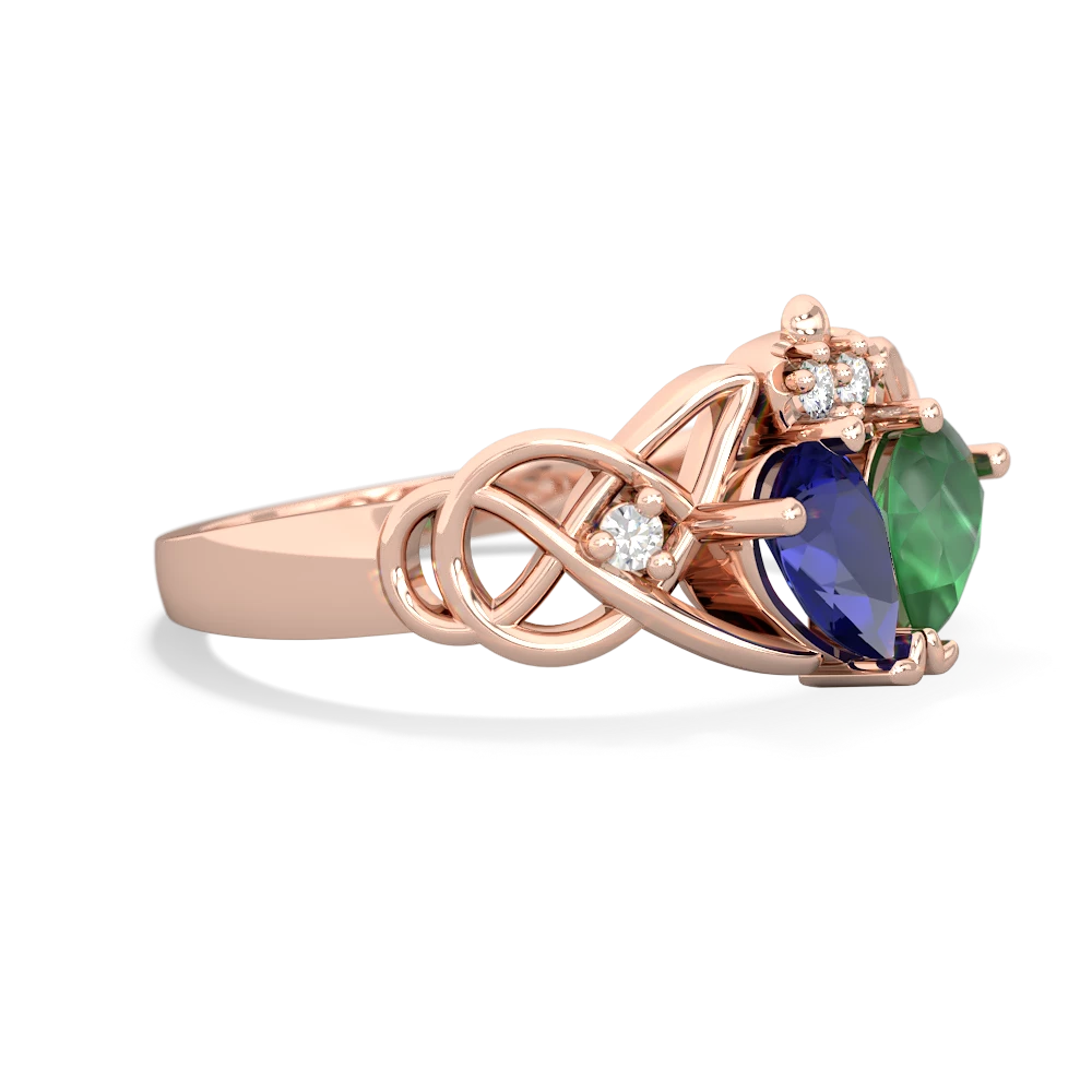 Lab Sapphire 'One Heart' Celtic Knot Claddagh 14K Rose Gold ring R5322