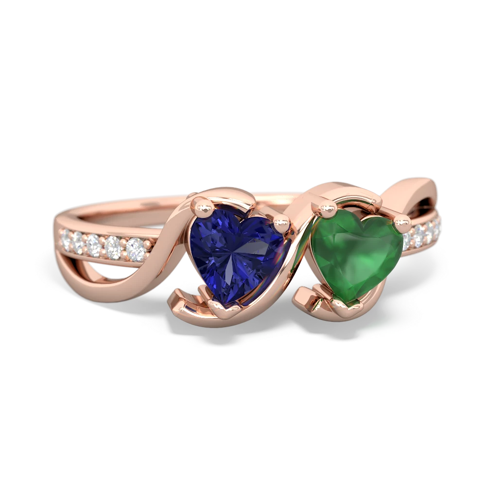 Lab Sapphire Side By Side 14K Rose Gold ring R3090