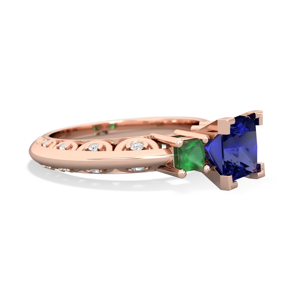 Lab Sapphire Eternal Embrace Engagement 14K Rose Gold ring C2001