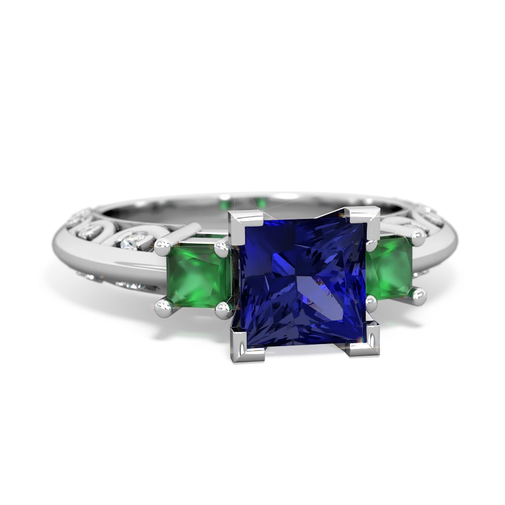 Lab Sapphire Eternal Embrace Engagement 14K White Gold ring C2001