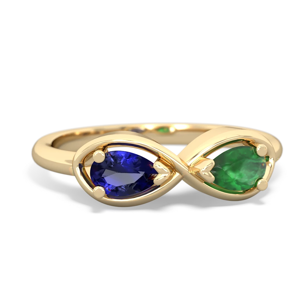 Lab Sapphire Infinity 14K Yellow Gold ring R5050