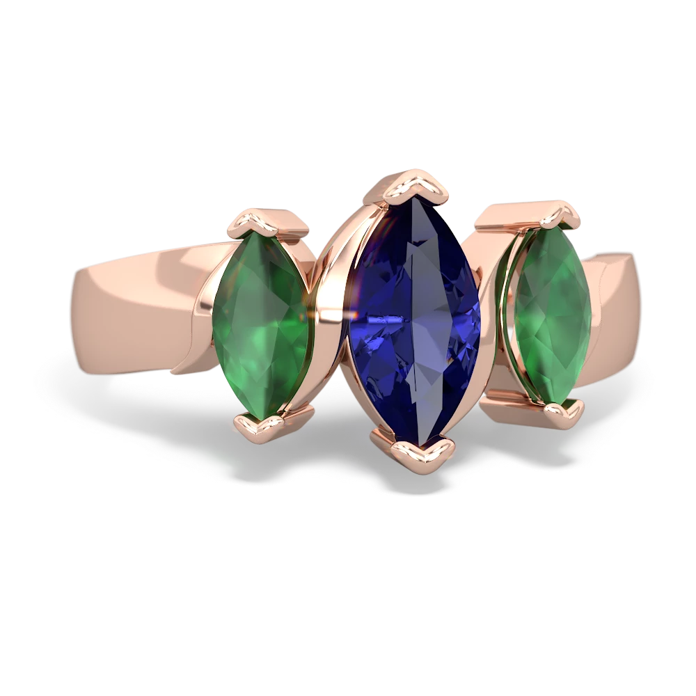 Lab Sapphire Three Peeks 14K Rose Gold ring R2433