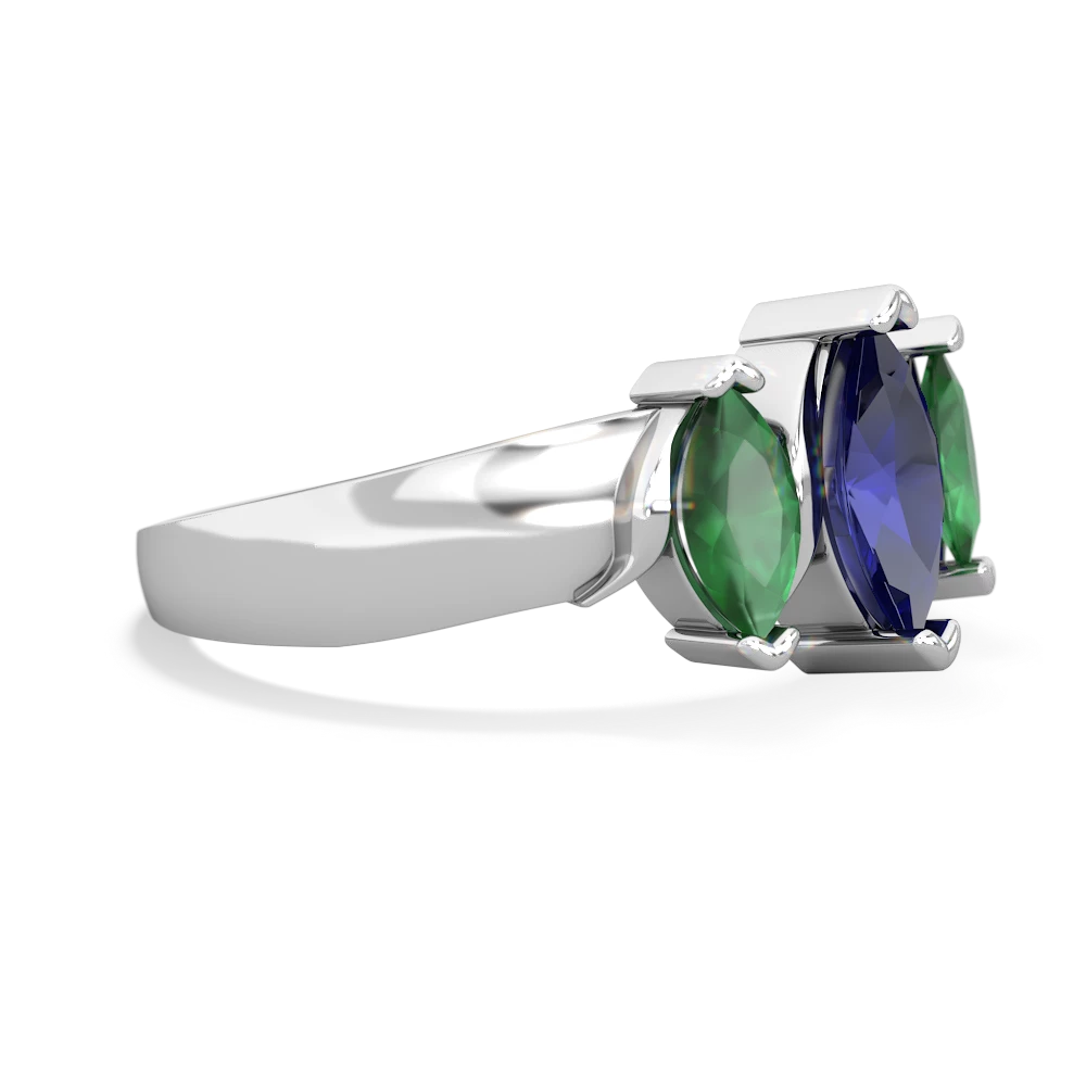 Lab Sapphire Three Peeks 14K White Gold ring R2433