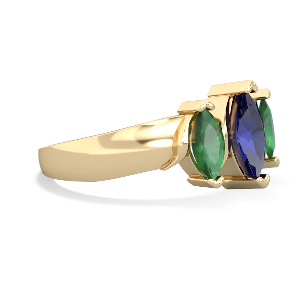 Lab Sapphire Three Peeks 14K Yellow Gold ring R2433